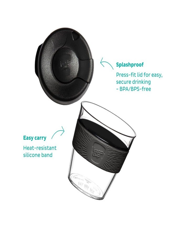 KeepCup Original, Lightweight Plastic Reusable Coffee Cup with Splashproof Sipper Lid - Medium 12oz/340ml - Black - Image 3